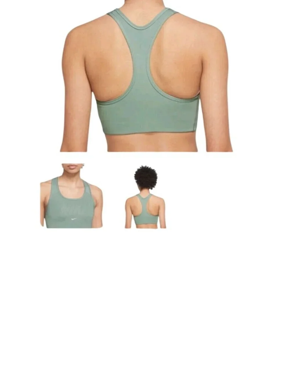 Womens Nike Dri-Fit Metallic Swoosh Racerback Sports Bra L Green